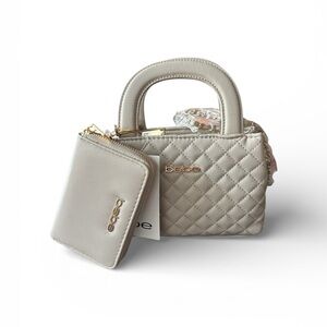 Bebe Quilted Cream Mini Bag with Wallet